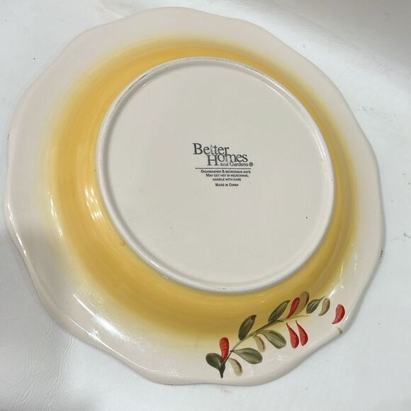 Better Homes And Gardens Deep 1 Dinner Plate 11 Inches Round Scalloped Brown Rim - Picture 5 of 11